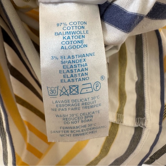 Saint James Evian Long Sleeve Stripe Top Yellow White Blue Size L - Picture 8 of 9